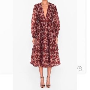 True decadence Burgundy Organza midi dress US4